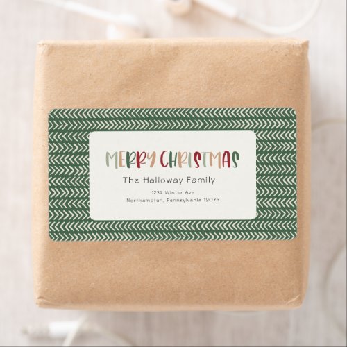 Colorful Green Christmas Return Address Package Label