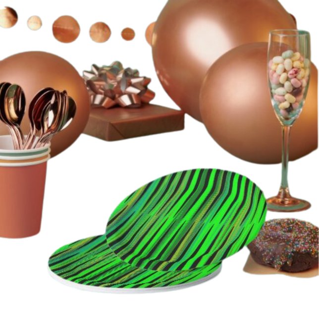 Colorful Green Christmas Zig Zag Pattern Paper Plates (Creator Uploaded)