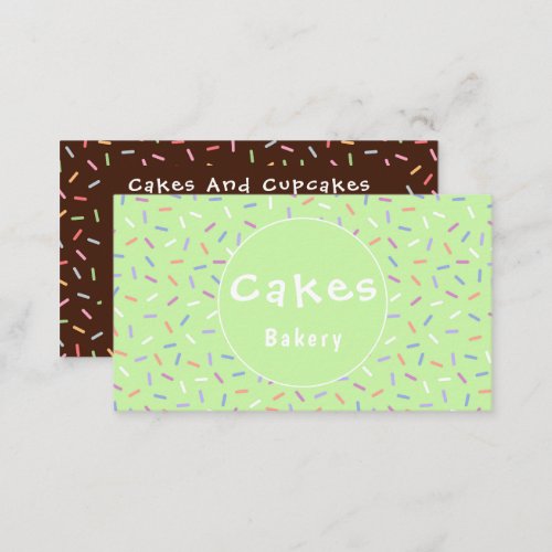 Colorful Green Cute Sprinkles Bakery Business Card