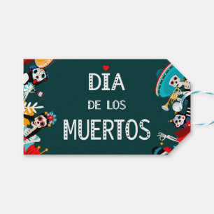 Colorful Green Dia de los Muertos Circle of Life Gift Tags