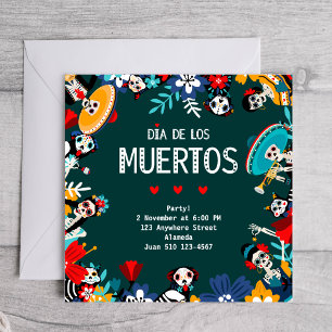 Colorful Green Dia de los Muertos Circle of Life Invitation