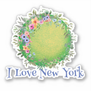 Colorful Green Earth I Love New York Sticker