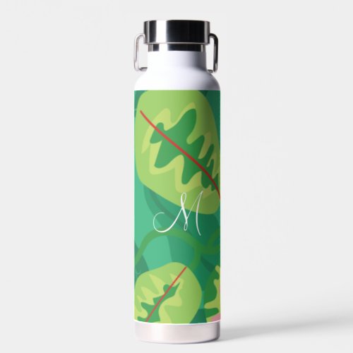 Colorful Green Foliage on Green Background Water Bottle
