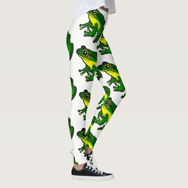 Colorful Green Frog Pattern Leggings (Right)