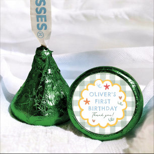 Colorful Green Gingham 1st Birthday Party Favors