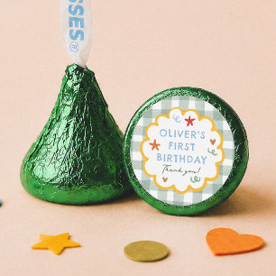 Colorful Green Gingham 1st Birthday Party Favors