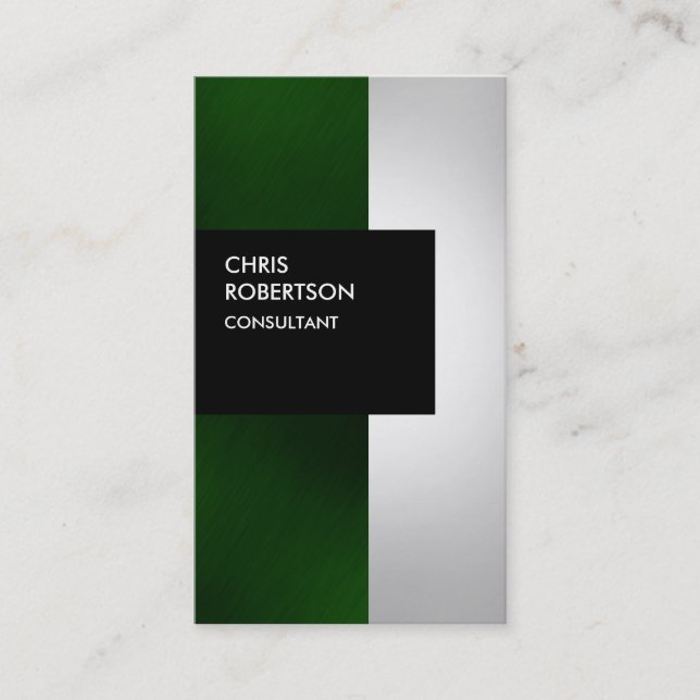 Colorful Green Gray Black Stripes Business Card (Front)