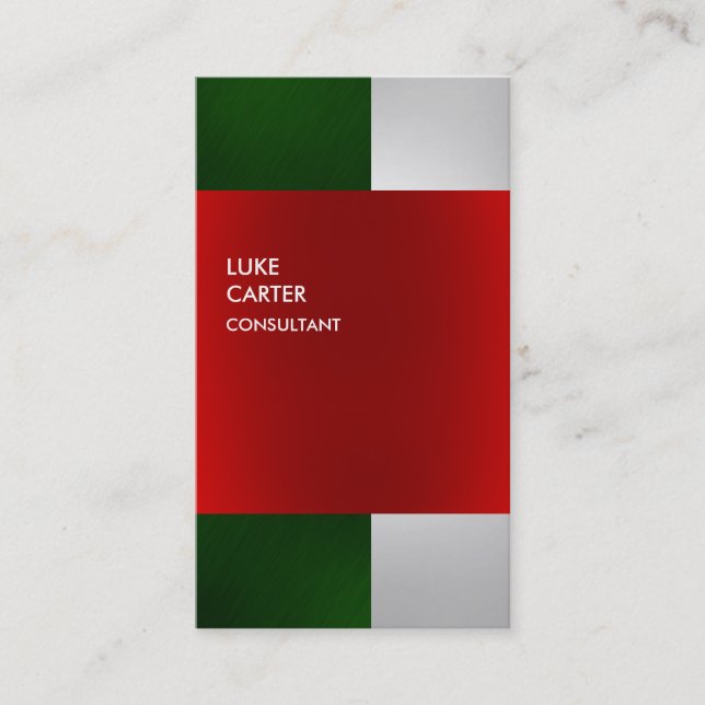 Colorful Green Gray Red Stripes Business Card (Front)