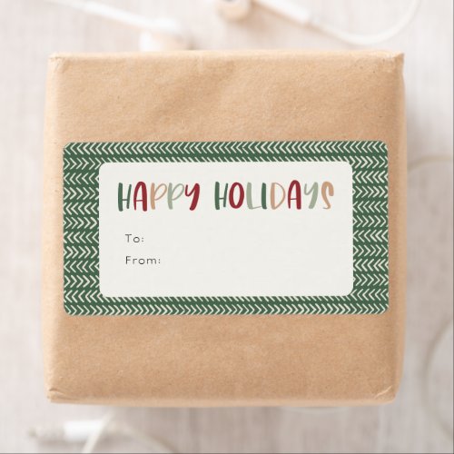 Colorful Green Happy Holidays Rectangle Gift Label