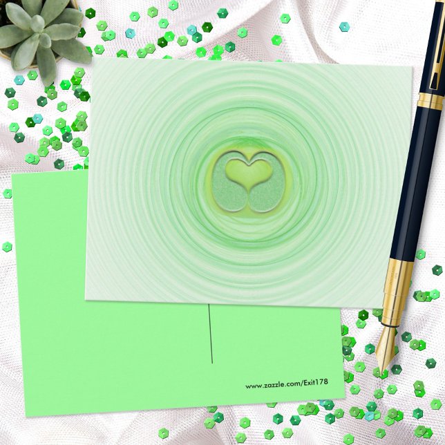 Colorful Green Heart Spiral Miss You Postcard (Creator Uploaded)