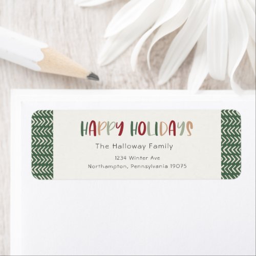 Colorful Green Holiday Return Address Envelope Label