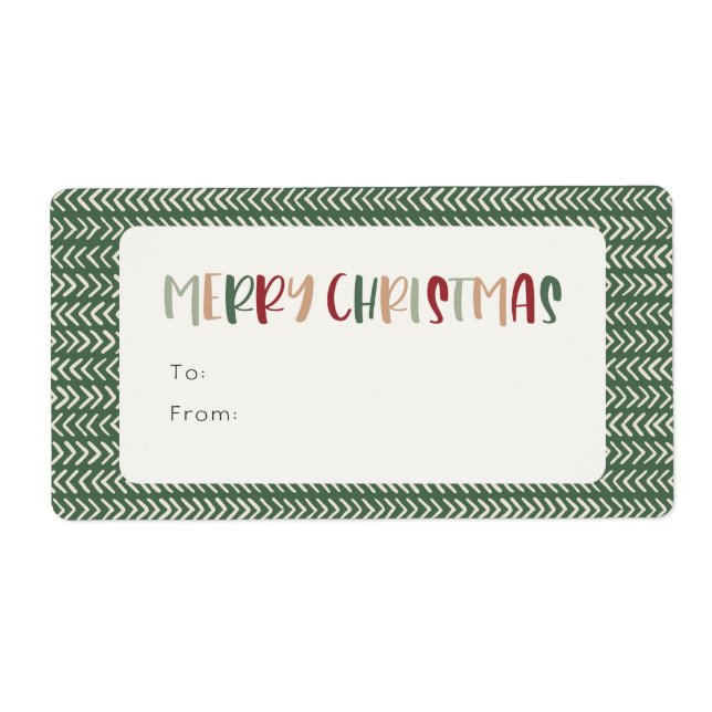 Colorful Green Merry Christmas Rectangle Gift Label (Front)