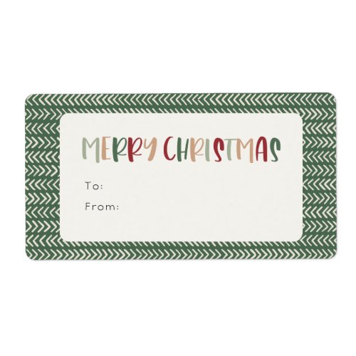 Colorful Green Merry Christmas Rectangle Gift Label
