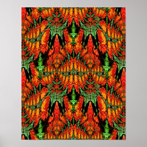 Colorful Green Orange Abstract Art Pattern      Poster