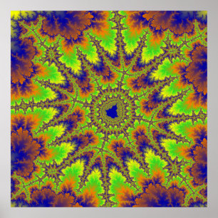Colorful Green, Orange and Blue Fractal Poster