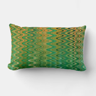Colorful Green Orange Zigzag Pattern Lumbar Pillow