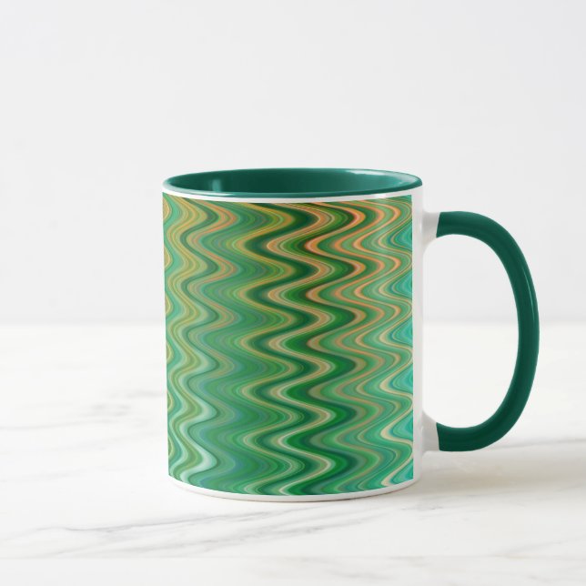 Colorful Green Orange Zigzag Pattern Mug (Right)