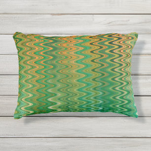 Colorful Green Orange Zigzag Pattern Outdoor Pillow
