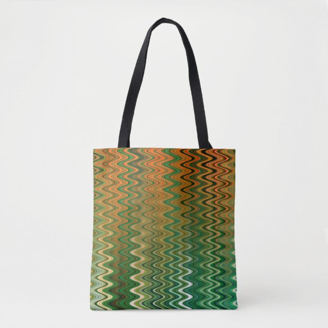 Colorful Green Orange Zigzag Pattern Tote Bag (Front)