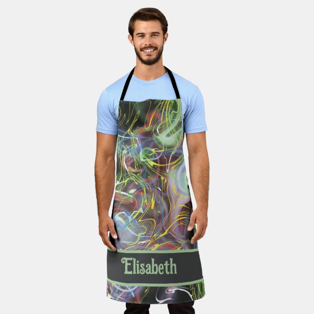 colorful green purple pattern  apron (Worn)