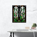 Colorful Green Reeds Art Nouveau Stained Glass Poster<br><div class="desc">A beautiful art nouveau-style digital design that incorporates elements of stained glass and geometric lines. This type of design would be perfect for adding a decorative touch to a room.</div>