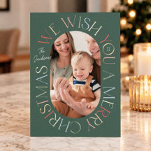 Colorful Green Retro Christmas Photo