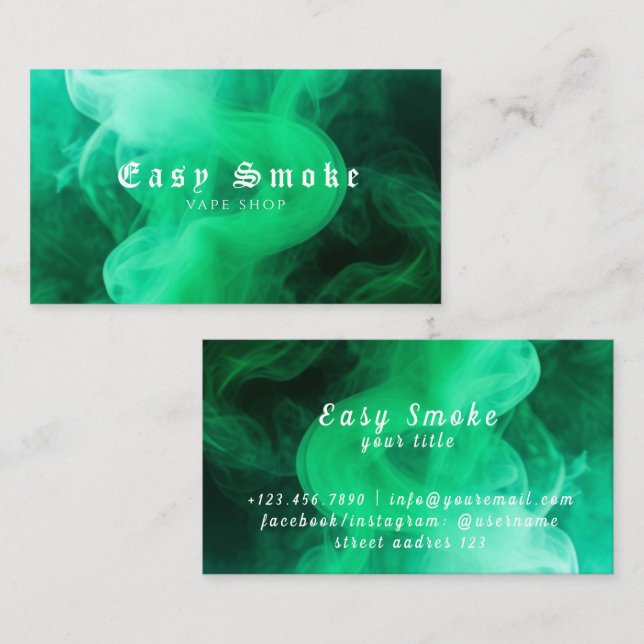 Colorful Green Smoke Vape Shop Business Card (Front/Back)