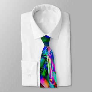 Colorful green stained squares, wrong brush stroke neck tie