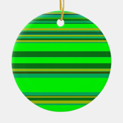Colorful Green Stripe Customized Designer Pattern Ceramic Ornament
