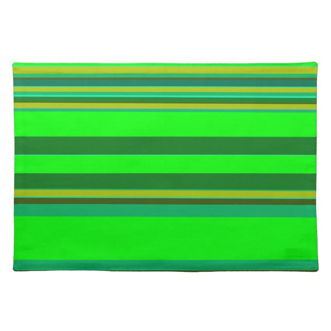 Colorful Green Stripe Customized Designer Pattern Cloth Placemat (Front)
