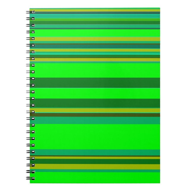Colorful Green Stripe Customized Designer Pattern Notebook (Front)