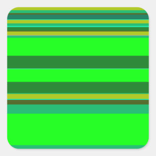 Colorful Green Stripe Customized Designer Pattern Square Sticker