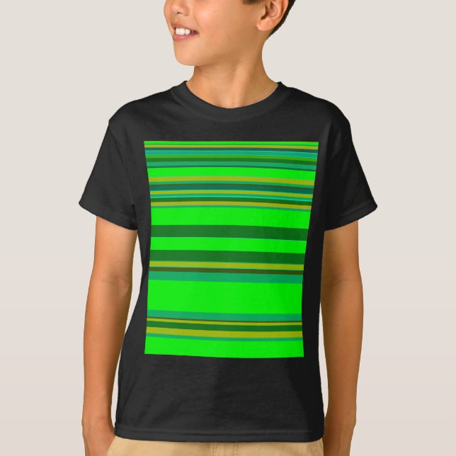 Colorful Green Stripe Customized Designer Pattern T-Shirt (Front)