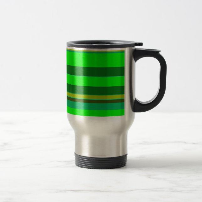 Colorful Green Stripe Pattern Customized Designer Travel Mug (Right)