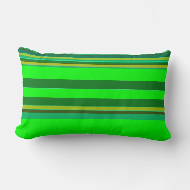 Colorful Green Stripe Pattern Designer Pillow (Front)