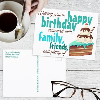 Colorful Green Typography Birthday Cake Ice Cream
