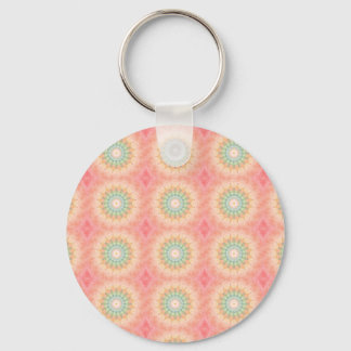 Colorful Green Yellow and Orange Geometric Mandala Keychain