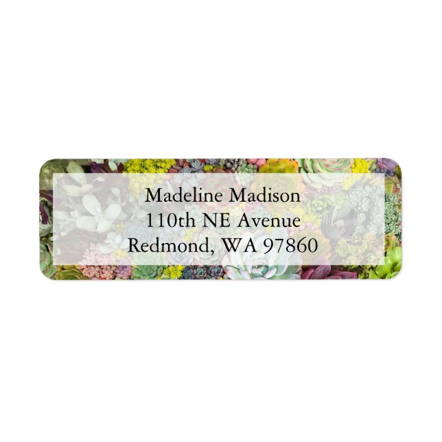 Colorful Greenery Succulents Label (Front)