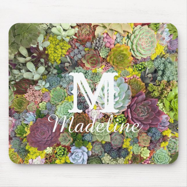 Colorful Greenery Succulents Mouse Pad (Front)