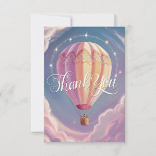 Colorful Greeting Hot Air Balloon Thank You Card