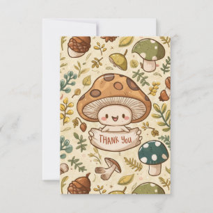Colorful Greeting Mushroom Thank You Card