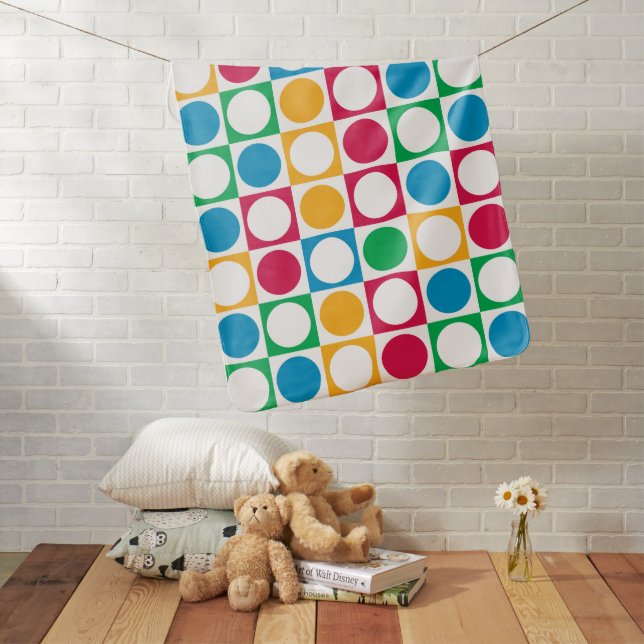Colorful Grid Circle Pattern Swaddle Blanket (In Situ)