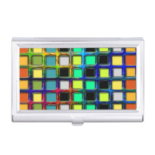 Colorful Grid-Tiled by Shirley Taylor Business Card Holder