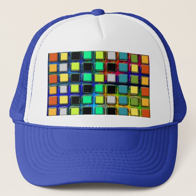 Colorful Grid-Tiled by Shirley Taylor Trucker Hat (Front)