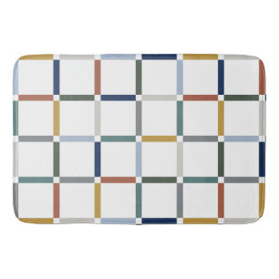 Colorful Grid with Negative Space Art Nouveau Bath Mat