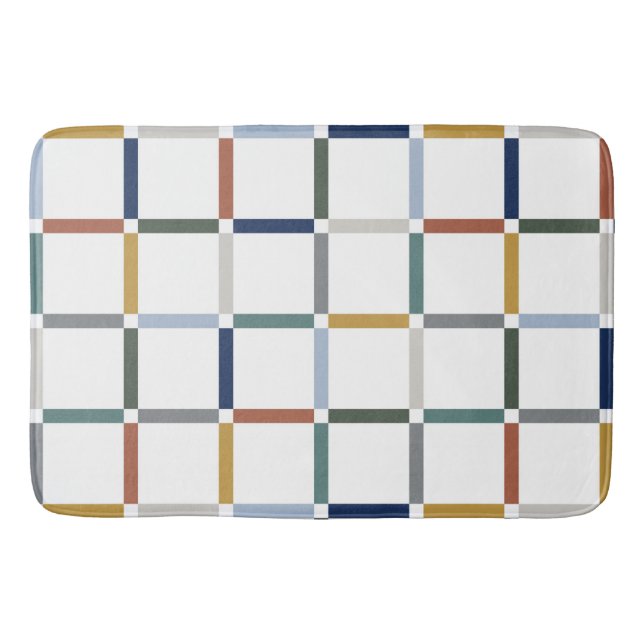 Colorful Grid with Negative Space Art Nouveau Bath Mat (Front)