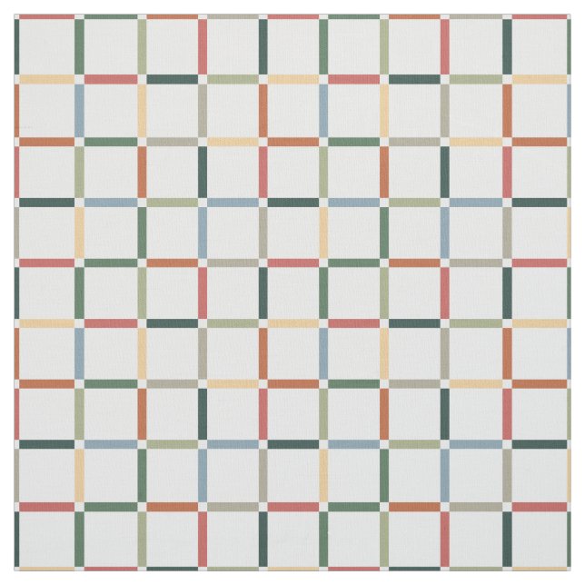 Colorful Grid with Negative Space Art Nouveau Fabric (Swatch)