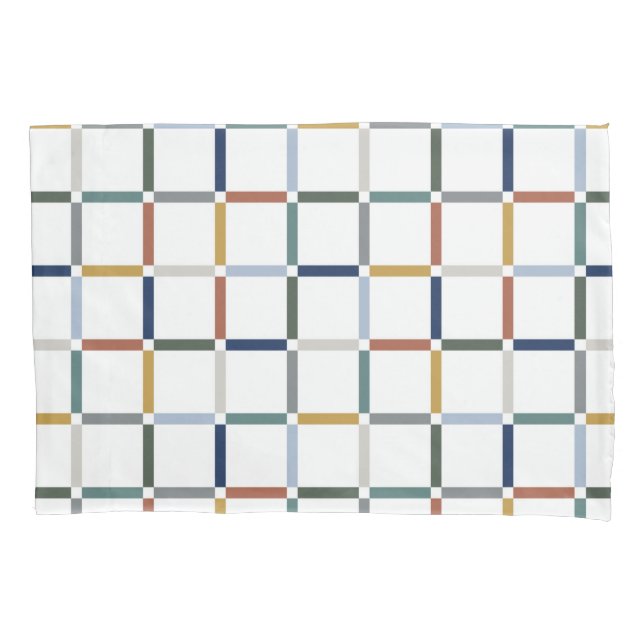 Colorful Grid with Negative Space Art Nouveau Pillow Case (Front)