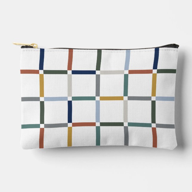 Colorful Grid with Negative Space Impressionist Accessory Pouch (Front)