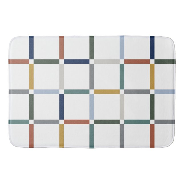 Colorful Grid with Negative Space Impressionist Bath Mat (Front)